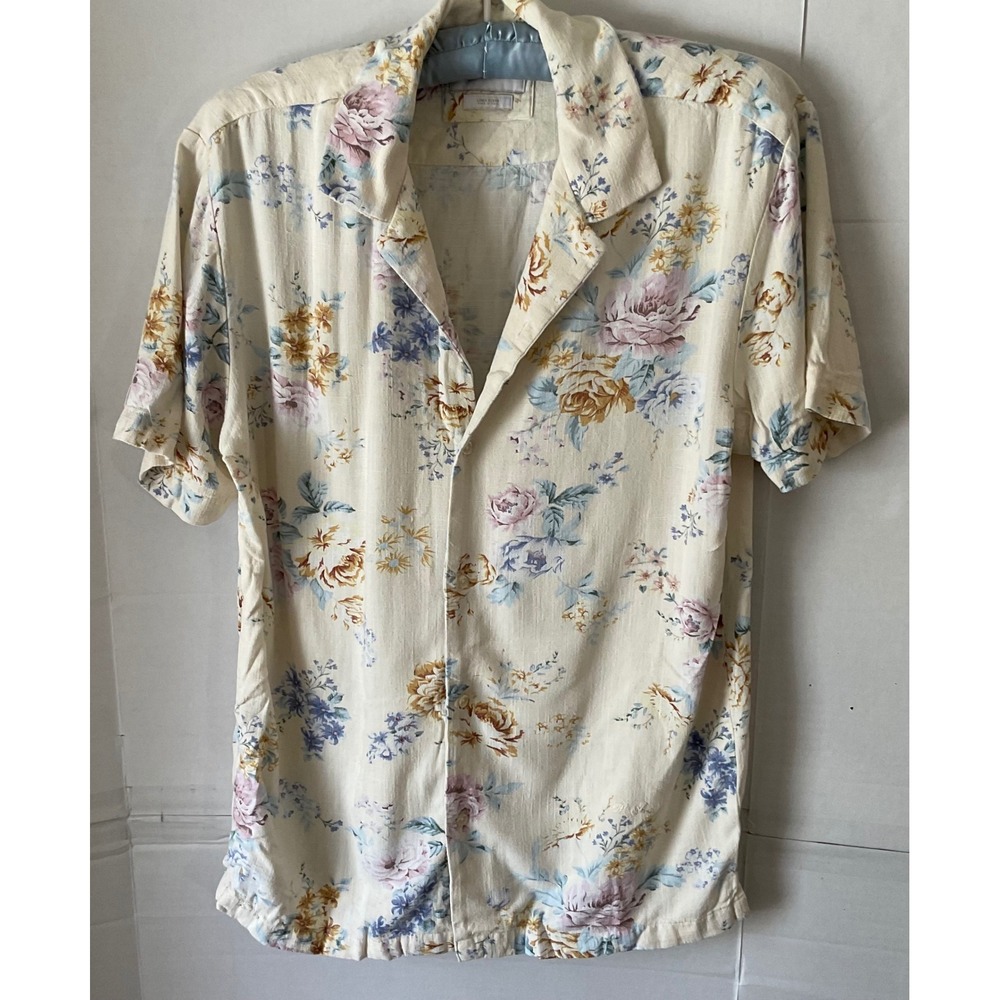 Floral Button-Down Short Sleeve Shirt - Cream